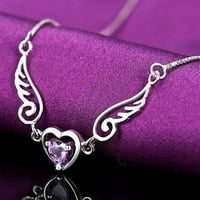 Sweet Girl Wing Oblik srca Privjesak Ogrlica Žene Pjenušava sjaj Kristalni lančani poklon nakit