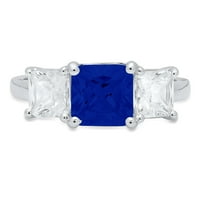 4.0ct Squareg Smaragd Cut simulirani plavi safir 18k bijeli zlatni godišnjički angažman kamena prstena