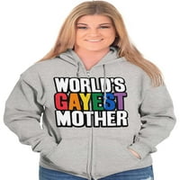 Svjetski gayest majka queer mama zip hoodie duks žene bristične marke X