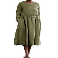 Avamo Žene Midi haljina kraljevske haljine Dugi rukavi Dame Ruble A-Line Army Green 2xl