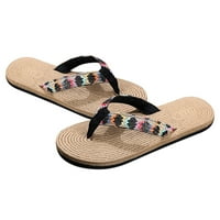 Par Summer Ravne donje papuče na otvorenom plažom Flip-flops simulirane slame tkane papuče stilski primorske