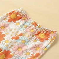 TODDLER Baby Girl Ljetna odjeća Pismo za ispis kratkih rukava majica cvijeće hlače od ometa