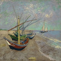 Van Gogh: Čamci, 1888. N'fishing brodovi na plaži u Saintes-Maries. ' Ulje na platnu, Vincent Van Gogh,