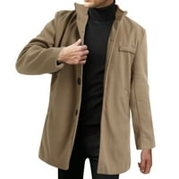 SNGXGN MENS Srednji dugi grašak kaput dugačka jakna Muški kaput, kaki, veličine 2xl