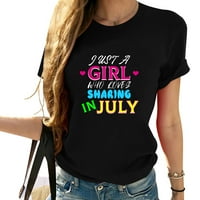 Ženska majica samo djevojka koja voli dijeljenje u julu Vintage grafički čaj za žene - savršen rođendan