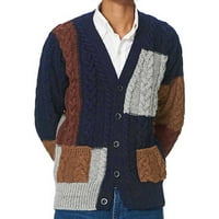 Muški kardigan džemper V izrez Casual Soft Cardigan jakna dugačka dugačka dugačka rukava dolje paleni