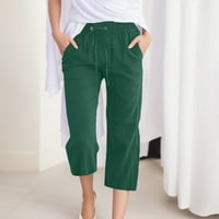 Ženske osnovne ležerne žene udobne visoke struk široke nogave hlače za vuču elastične pantalone udobne ravnotežne pantalone s džepovima
