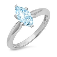 1CT Marquise rez plavi simulirani dijamant 18k bijelo zlato graviranje godišnjice Angažovanje vjenčanog