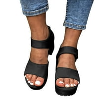 Bijele sandale Gladijator sandale za žene otvorene nožne prste dvije trake lug jedinice modne blok pete