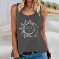 HHEI_K modni ženski casual mjesec suncobranskim slovom za ispis bez rukava vrhunska bluza plus veličine