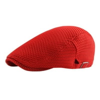 Skpblutn sunčeva šešir muškarci prozračna mreža SummerNewsBoy beret Ivy Cabbie ravne kape crvene boje