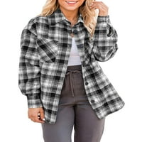 Ženska rever s dugim rukavima Plevena košulja džepna jakna casual gumba Cardigan jakna