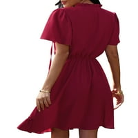 Jedno otvaranje ženskih juniora Ljetna tunika haljina od pune boje Frilly Flounce s kratkim rukavima