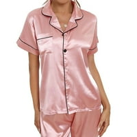 Ženska pidžama kratkog rukava s kratkim rukavima dolje gornje spavanje svile duge hlače satena pj set