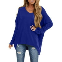 Prodaja dugih košulja za žene sa ramena za vrat kratkih majica Solid Color Dressy Casual Bluza Pulover