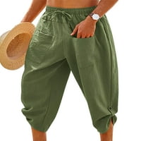 Paille muške kapri hlače za crtanje dna ravne noge pantalone ugrađene ljeto capris vojska zelena 2xl