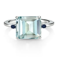 Gem Stone King 5. CT Sky Blue Simulirani akvamarinski plavi safirni sterling srebrni prsten