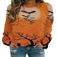 Hirigin ženska halloween casure pulover dugih rukava palica s dugim rukavima od mačke, labava dukserica