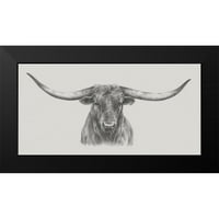 Harper, Ethan Crni moderni uokvireni muzej Art Print pod nazivom - Longhorn Bull