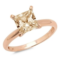 1.5CT Princess Cut Yellow Moissine 18k ružičasto zlato Angažovane prstene veličine 10