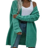 Nizieer za žene kaput od kaputa od pune boje šal vrat kardigan džemper pletiva jakna dugi rukav zeleni