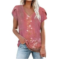 Ženske boho košulje Ljeto V-izrez kratki rukav casual osnovna majica Labavi fit bluza Tunnic Tors za