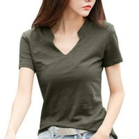 Trendne majice Žene Ljetni vrhovi labavi fit ženski gumb casual svakodnevne majice V izrez kratki rukav