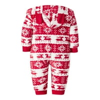 Porodica podudaranje božićne pidžame set kombinezon Elk print s kapuljačom za mirovanje za odrasle dečice