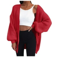 Ženska kardigan dukserilolidna boja - Dug-džemper s dugim rukavima debeli pleteni džemper