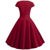 Jesenske haljine za žene žene Vintage kratki rukav Swing 50s Domaćica Casual Večernjska maturalna haljina