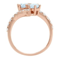 1.98ct okrugli rez plavi simulirani dijamant 18k 18k ruža Gold Gold Anniverment Ring Veličina 5.5