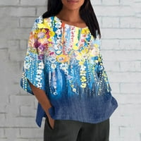 Ljetne ženske košulje žene ljetne pamučne posteljine majice tiskanje labavo fit bluza rukave vintage