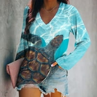 Oalirro ženska bluza jesen v izrez dugih rukava s pristojskom kornjačama print ženske košulje Ležerne