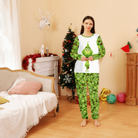 Smiješne božićne pidžame za bebu, božićne pidžame dječake-božićne zelene monstrume uzorak i crvena stolica