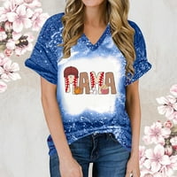 Tie dye bluza za žene V izrez kratkih rukava majice za bejzbol mama majčin dan Trendy Tunic Prodaja