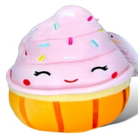 Squishmallows Službeni Kellytoy Diedre Cupcake Ružičasta s špricama pliša - Foodie sastav punjena životinja