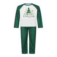 MubIneo božićne pidžame za obitelj i pas dugih rukava stablo tiska + bivolo plairane hlače postavljene