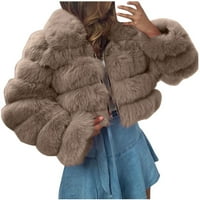 FENGQQUA Zimska toplo zazor obrezana jakna Fau dugih rukava topla gornja odjeća