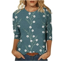 Ženski bluzes rukav posad vrat modna košulja cvjetni tiskani pulover vrhovi labavi fit tees vrhovi hip