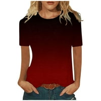 Košulje za žene Ženska modna casual udobnog ispisanog o-izrez kratkih rukava TOP bluza crvena xxxl