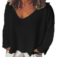 Uerlsty Women s dugim rukavima V bluza za izrez Majica Ladies Casual Baggy Knits Pulover