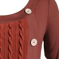 Božićni džemperi za žene odolijevanje plus veličine Žene O-izrez Dugi rukav Solid Botton Pachwork asimetrični
