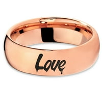 Volfram kappiranje ljubavne tipografije pisnog prstena za muškarce Žene Udobne cipele 18K Rose Gold
