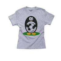 Soccer Penguin Holding Soccer Ball - Slatka djevojka pamučna mladost siva majica