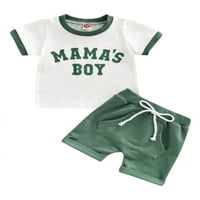 Izhanske novorođene bebe dječaka ljetna odjeća mama dječaka tiskana majica na vrhu kratke hlače odijelo