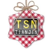 Božićni ukras TSN Zračna luka za Tianjin Red Plaid Neonblond