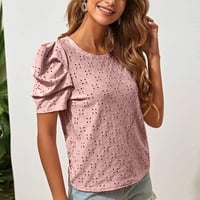 Žene Ljetne bluze Ženski okrugli dekolte Kratki rukav Pulover Tunic Tops Modni casual šupljini T-majice