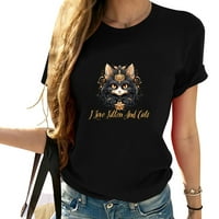 Ljubavni mački i mačke Mačja ljubavnica Grafički ljetni vrhovi za žene, slatke majice kratkih rukava