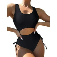 Žene kupaćih kostima Solid Boja Visoka struka Bikini plaža Crna kostima za kupalište visokih struka