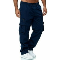 Muške atletske hlače Čvrste boje elastičnih struka Muške hlače opuštene fit muške pantalone Ležerne